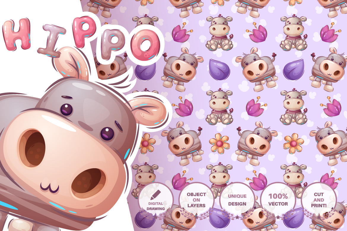 Download Иллюстрация "Set Cute Sticker - Seamless Pattern - Illustration" / Set Cute Sticker - Seamless Pattern - Illustration - Иллюстрация на тему графика hippo,boy,dog,puppy,hedgehog,bird,book,seamless,pattern,cartoon,character,illustration,picture,smile,emotion,draw,pet,wild,animals,animal