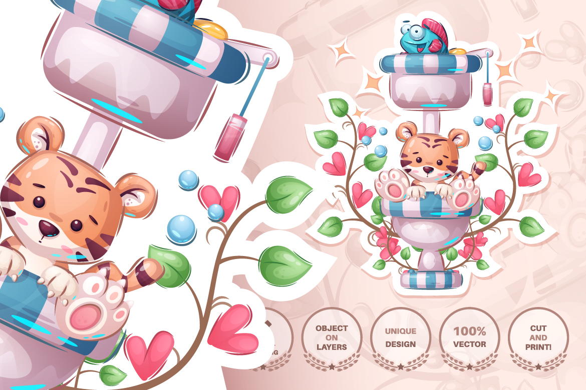 Download Иллюстрация "Set Cute Sticker - Seamless Pattern - Illustration" / Set Cute Sticker - Seamless Pattern - Illustration - Иллюстрация на тему графика cat,kitty,tiger,wc,toilet,radio,cassette,lion,monster,dog,puppy,rocket,seamless,pattern,cartoon,character,illustration,picture,smile,emotion