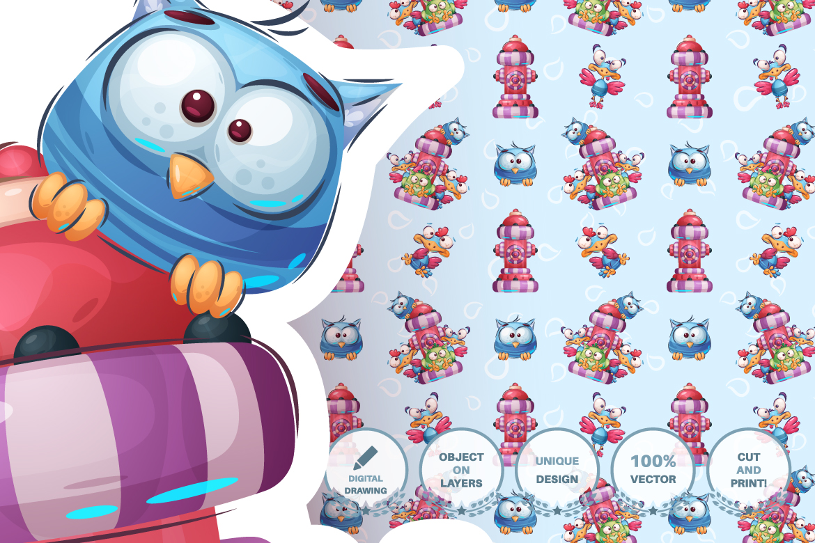 Download Иллюстрация "Set cute sticker - seamless pattern - Illustration" / Set cute sticker - seamless pattern - Illustration - Иллюстрация на тему графика fire hydrant,chicken,unicorn,wardrobe,chest of drawers,bone,bottle,tulip,mineral water,bear,pencil,letter,dog,puppy,bird,seamless,pattern,cartoon,character,illustration