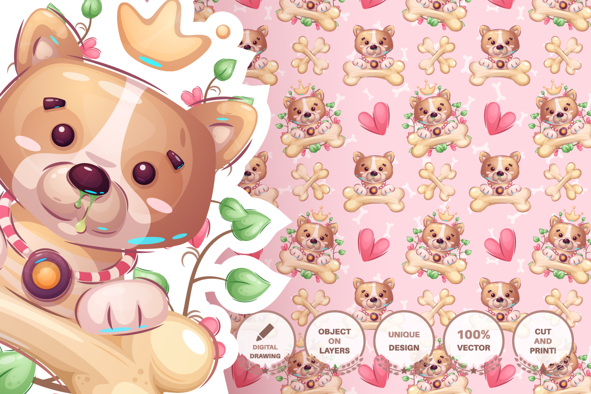 Download Иллюстрация "Set cute sticker - seamless pattern - Illustration" / Set cute sticker - seamless pattern - Illustration - Иллюстрация на тему графика fire hydrant,chicken,unicorn,wardrobe,chest of drawers,bone,bottle,tulip,mineral water,bear,pencil,letter,dog,puppy,bird,seamless,pattern,cartoon,character,illustration