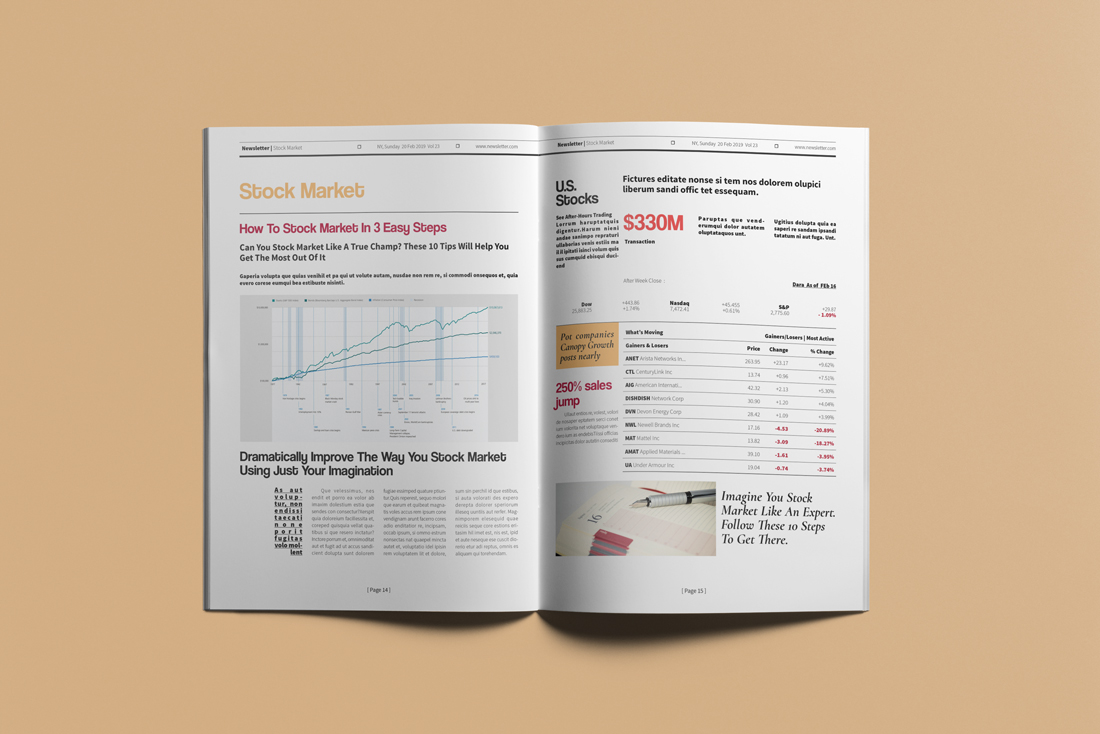 Download Фирменный стиль "Business Newsletter #3" / Business Newsletter #3 - Фирменный стиль на тему графика newsletter,indesign,business,corporate,company,brochure,magazine,layout,profile,proposal,international,creative,graphic,design,cmyk,layered,a4,realestate,newspaper,advertising