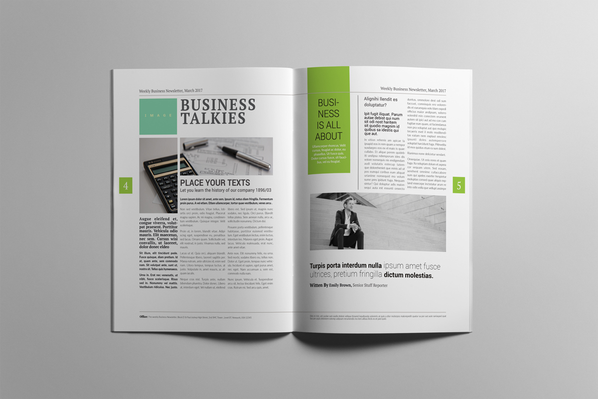 Download Magazine Template "Magazine Template Corporate Business Newsletter Layout" / Magazine Template Corporate Business Newsletter Layout - Magazine Template на тему графика newsletter,layout,business,corporate,indd,indesign,newspaper,magazine,minimal,grapghicdesign,template,brochure,a4,idml,clean,pro