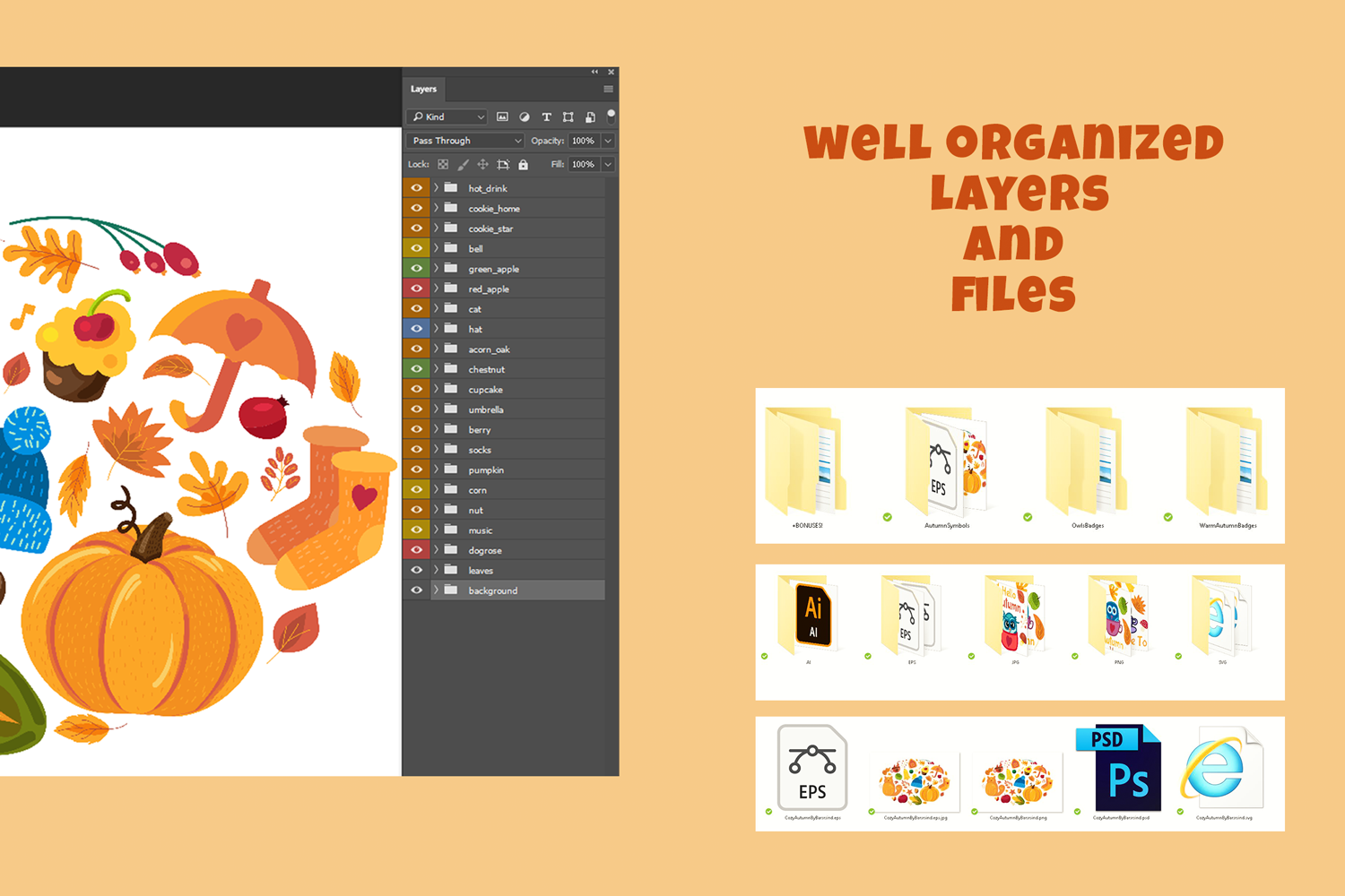 Download Иллюстрация "Cozy Autumn Pack - Illustration" / Cozy Autumn Pack - Illustration - Иллюстрация на тему графика autumn,hello,composition,set,text,card,vector,badge,leafage,typography,fall,frondage,leaf,cartoon,harvest,owl,sticker,season,welcome,october