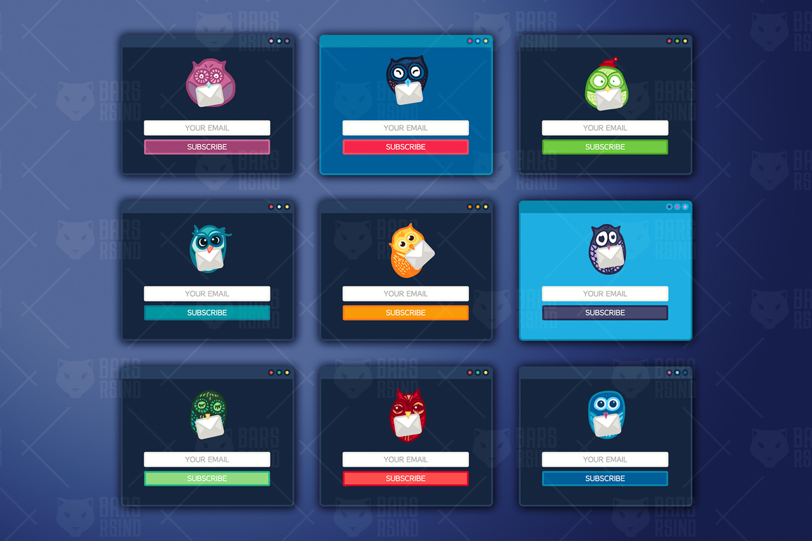 Download Vector "Owl's Mail And Newsletters - Vector Image" / Owl's Mail And Newsletters - Vector Image - Vector на тему графика interface,vector,internet,newsletter,email,mail,template,form,register,owl,subscribe,letter,website,envelope,sign,button,layout,frame,label,bird