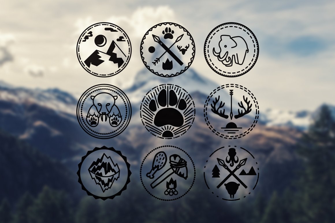 Download Набор иконок "Natural Geological Symbols Icon Set" / Natural Geological Symbols Icon Set - Набор иконок на тему nature vector,set,nature,symbol,vintage,sign,fire,badge,retro,arrow,emblem,recreation,camp,mountain,icon,element,exploration,sticker,stamp,axe