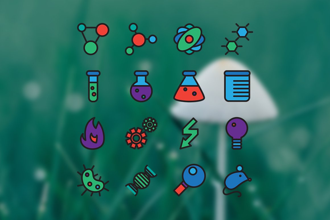 Download Набор иконок "16 Science Icon Set" / 16 Science Icon Set - Набор иконок на тему medical science,icon,vector,gene,symbol,glass,tube,set,test,chemistry,chemically,mathematical,cell,biology,document,study,particle,technology,medicine,molecule