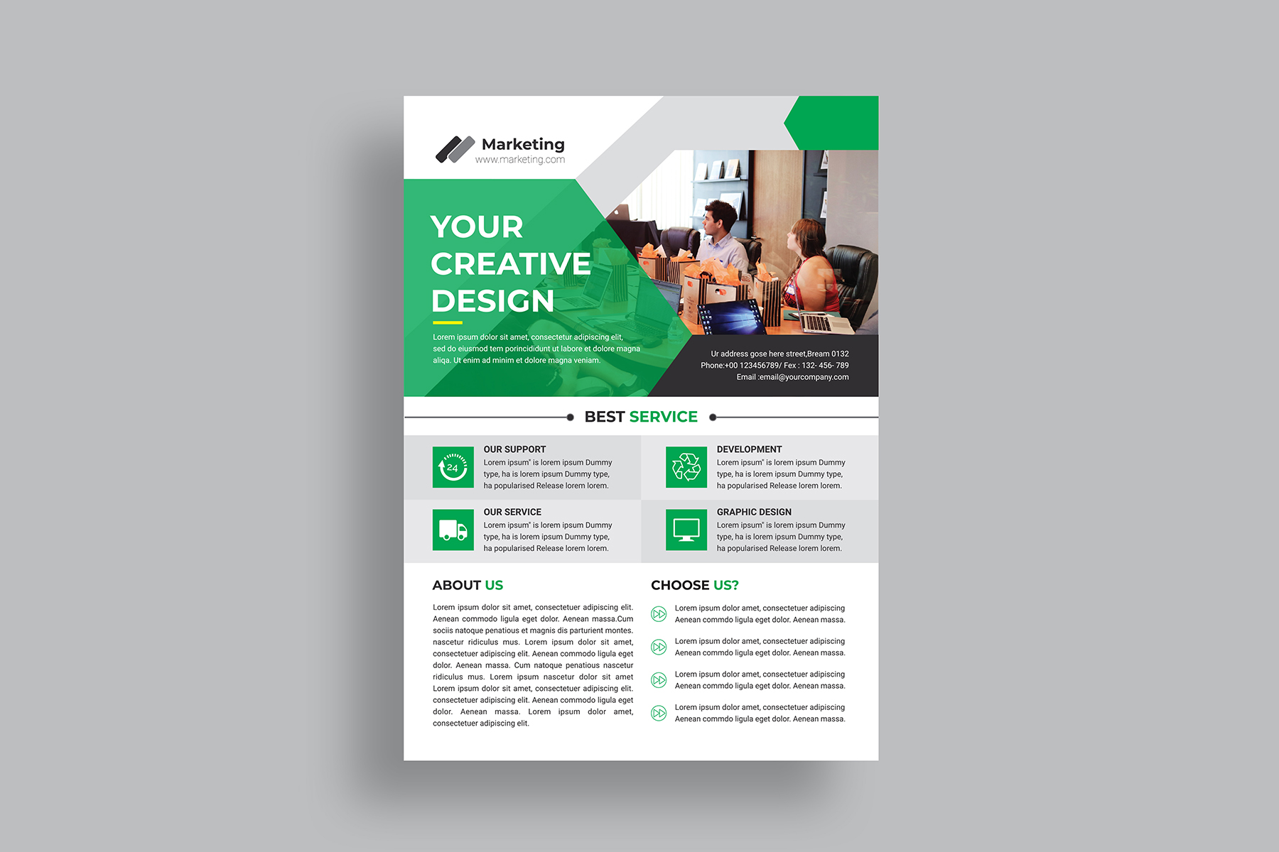 Download Фирменный стиль "Flyer - Corporate Identity Template" / Flyer - Corporate Identity Template - Фирменный стиль на тему графика black,blue,brand,business,card,clean,cmyk,color,company,corporate,creative,design,designer,eps,green,horizontal,modern,personal,print,ready