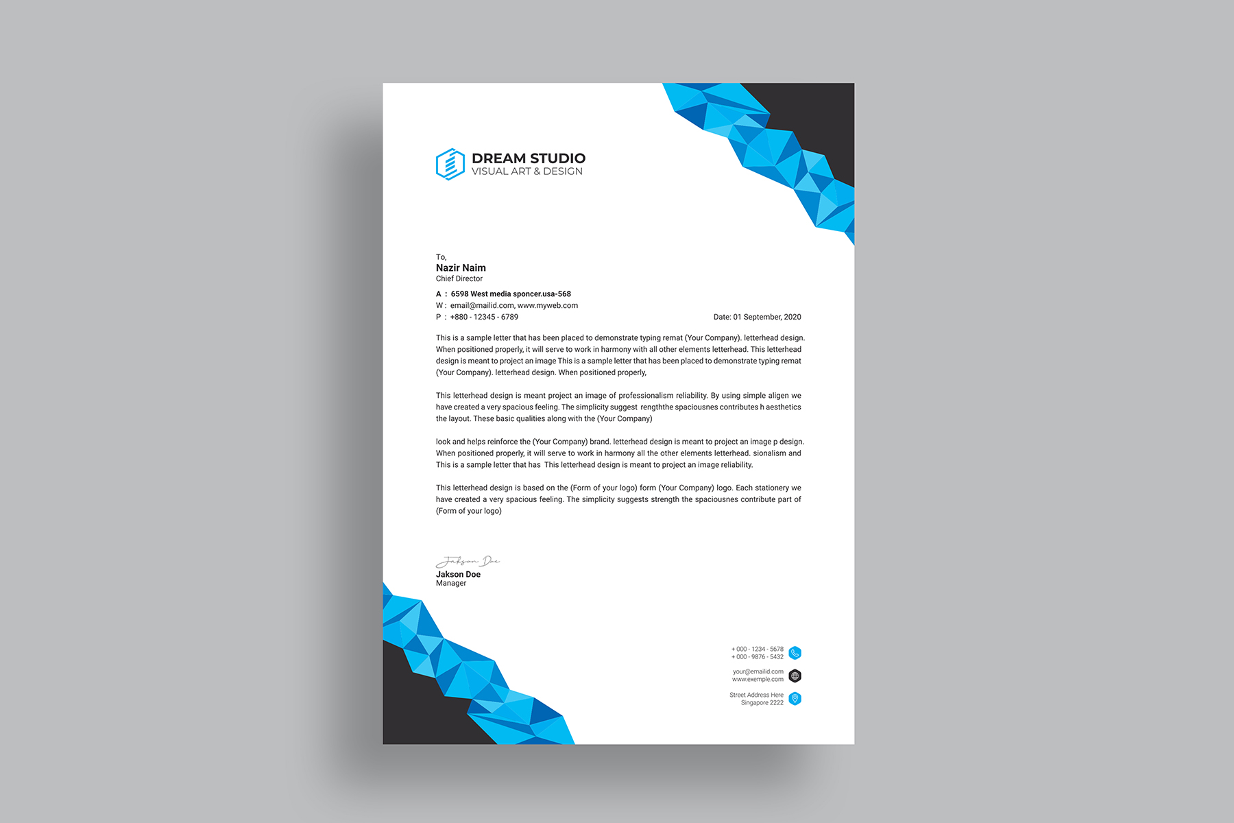 Download Фирменный стиль "clean Letterhead - Corporate Identity Template" / clean Letterhead - Corporate Identity Template - Фирменный стиль на тему графика black,blue,clean,cmyk,color,company,corporate,creative,design,designer,eps,green,horizontal,modern,personal,print,print ready,letterhead,letterhead template
