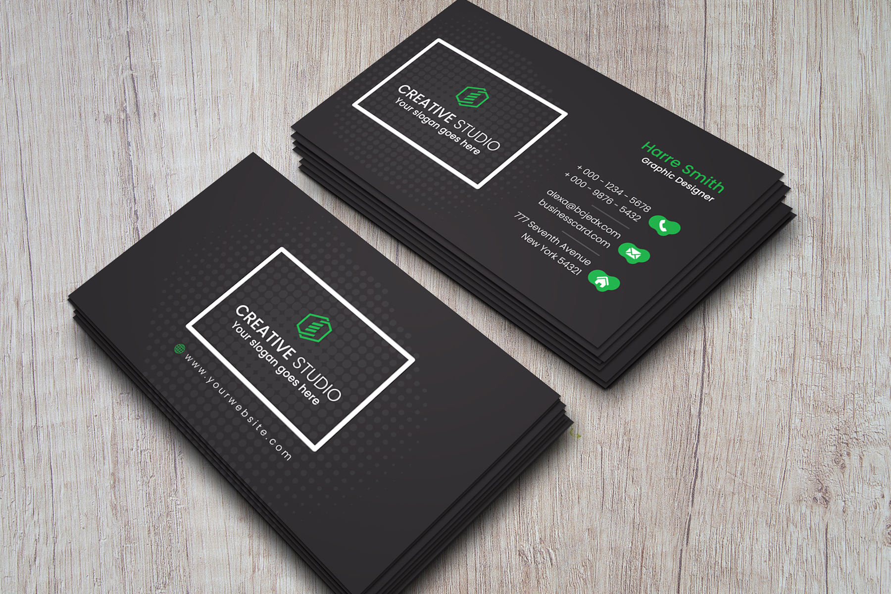Download Фирменный стиль "Сlean Business Card - Corporate Identity Template" / Сlean Business Card - Corporate Identity Template - Фирменный стиль на тему графика black,blue,brand,business card,card,clean,cmyk,color,company,corporate,creative,design,designer,eps,green,horizontal,modern,personal,print,print ready