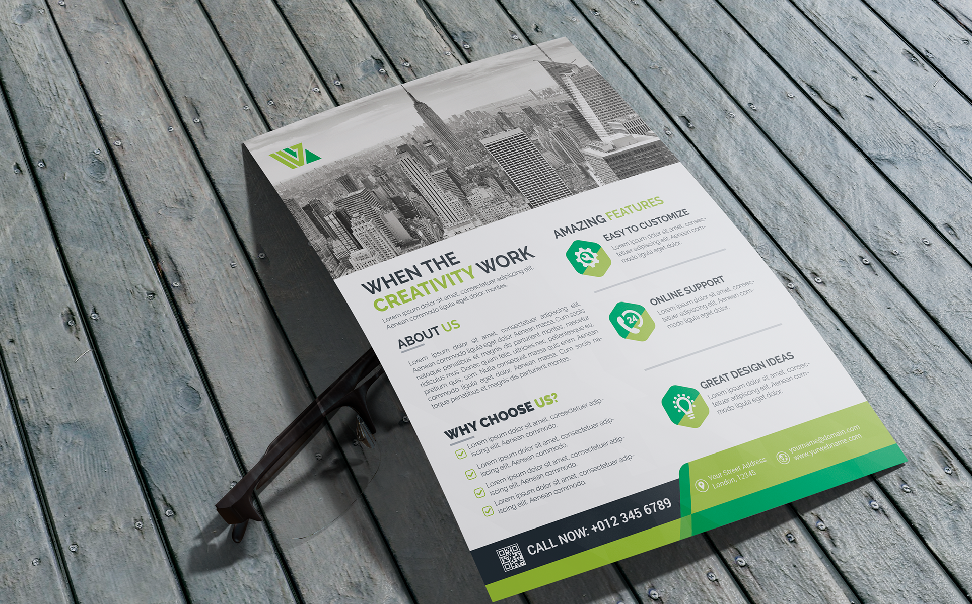 Download Фирменный стиль "Flyer Design - Corporate Identity Template" / Flyer Design - Corporate Identity Template - Фирменный стиль на тему графика print designer flyer business green black white professional modern design graphic official standard creative simple web logo flyer blue magagine