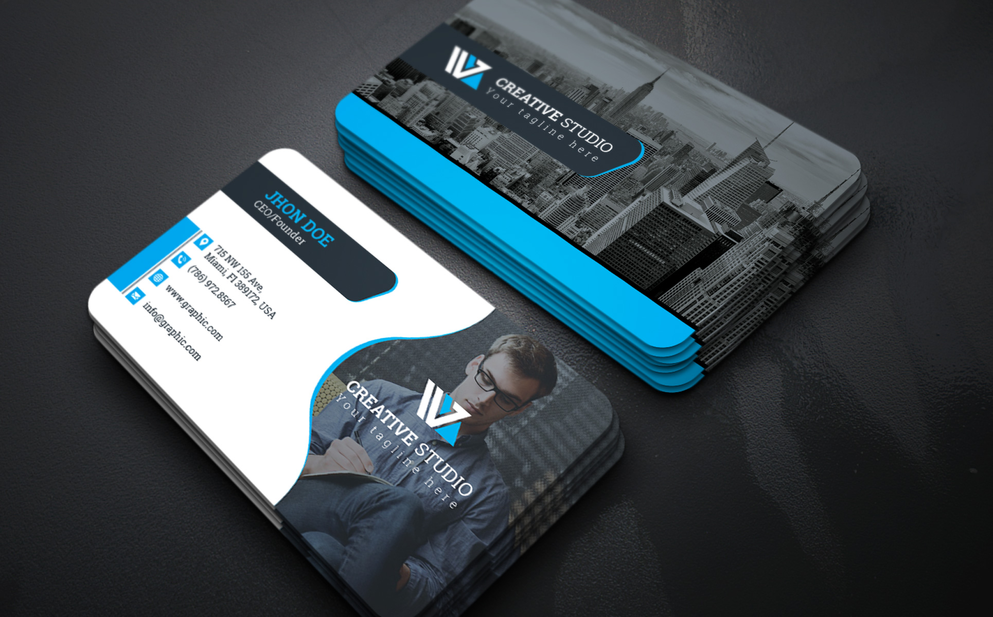 Download Фирменный стиль "Business Card - Corporate Identity Template" / Business Card - Corporate Identity Template - Фирменный стиль на тему графика print,designer,business,card,both,side,design,green,black,white,professional,modern,graphic,landscape,official,standard,creative,simple,web,logo