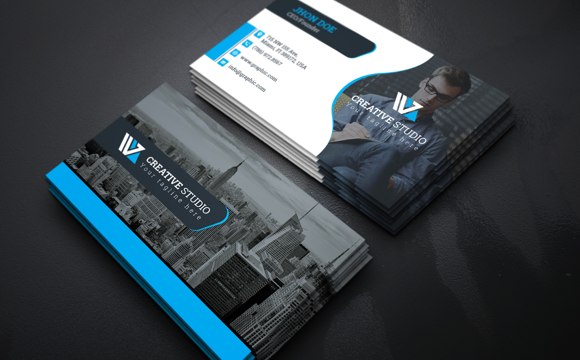 Download Фирменный стиль "Business Card - Corporate Identity Template" / Business Card - Corporate Identity Template - Фирменный стиль на тему графика print,designer,business,card,both,side,design,green,black,white,professional,modern,graphic,landscape,official,standard,creative,simple,web,logo