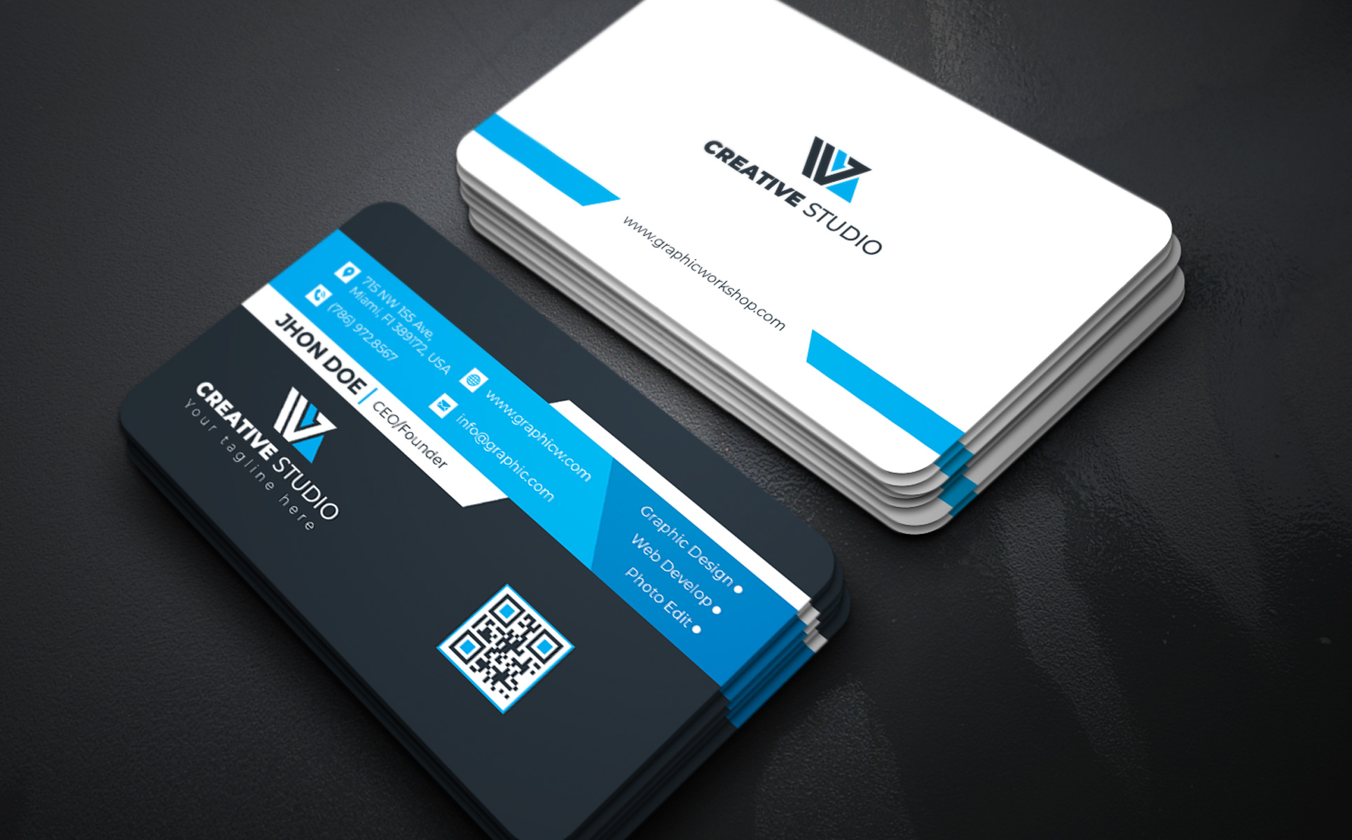 Download Фирменный стиль "Business Card (Black & White) - Corporate Identity Template" / Business Card (Black & White) - Corporate Identity Template - Фирменный стиль на тему графика bestsale,black,blue,business,card,clean,color,colorful,corporate,creative,dark,red,design,elegant,green,mono,name,pattern,pink,print-ready
