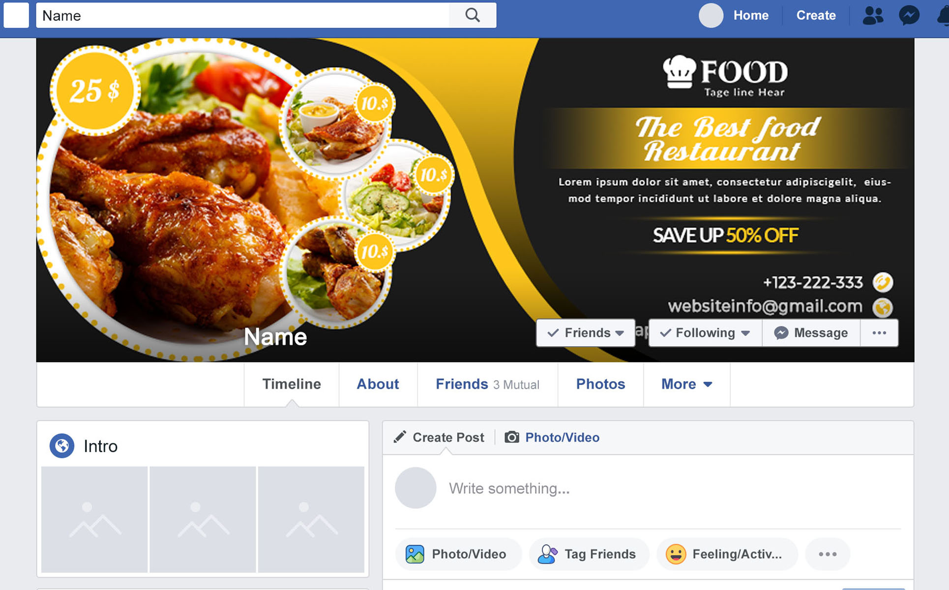 Download Шаблон для соцсетей "Restaurant Facebook Covers Social Media Template" / Restaurant Facebook Covers Social Media Template - Шаблон для соцсетей на тему графика banners,blog,cover,company,facebook,timeline,covers,fb,banner,fb,food,modern,multipurpose,restaurant,social,media,web