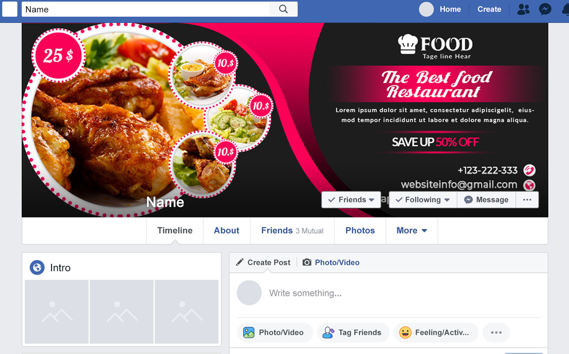 Download Шаблон для соцсетей "Restaurant Facebook Covers Social Media Template" / Restaurant Facebook Covers Social Media Template - Шаблон для соцсетей на тему графика banners,blog,cover,company,facebook,timeline,covers,fb,banner,fb,food,modern,multipurpose,restaurant,social,media,web