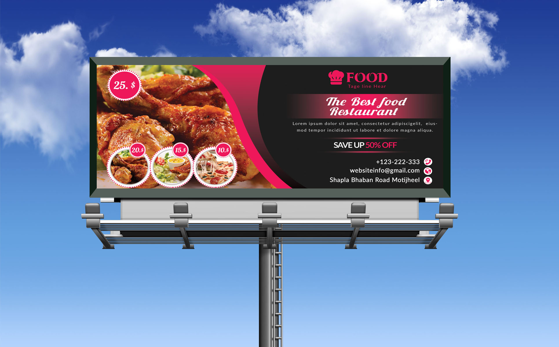 Download Фирменный стиль "Restaurant Billboard - Corporate Identity Template" / Restaurant Billboard - Corporate Identity Template - Фирменный стиль на тему графика bread,burger,cafe,calories,chicken,cow,delicious,fast,services,fitness,food,fruit,fruits,grafilker,grill,hamburger,home,light,organic,oven