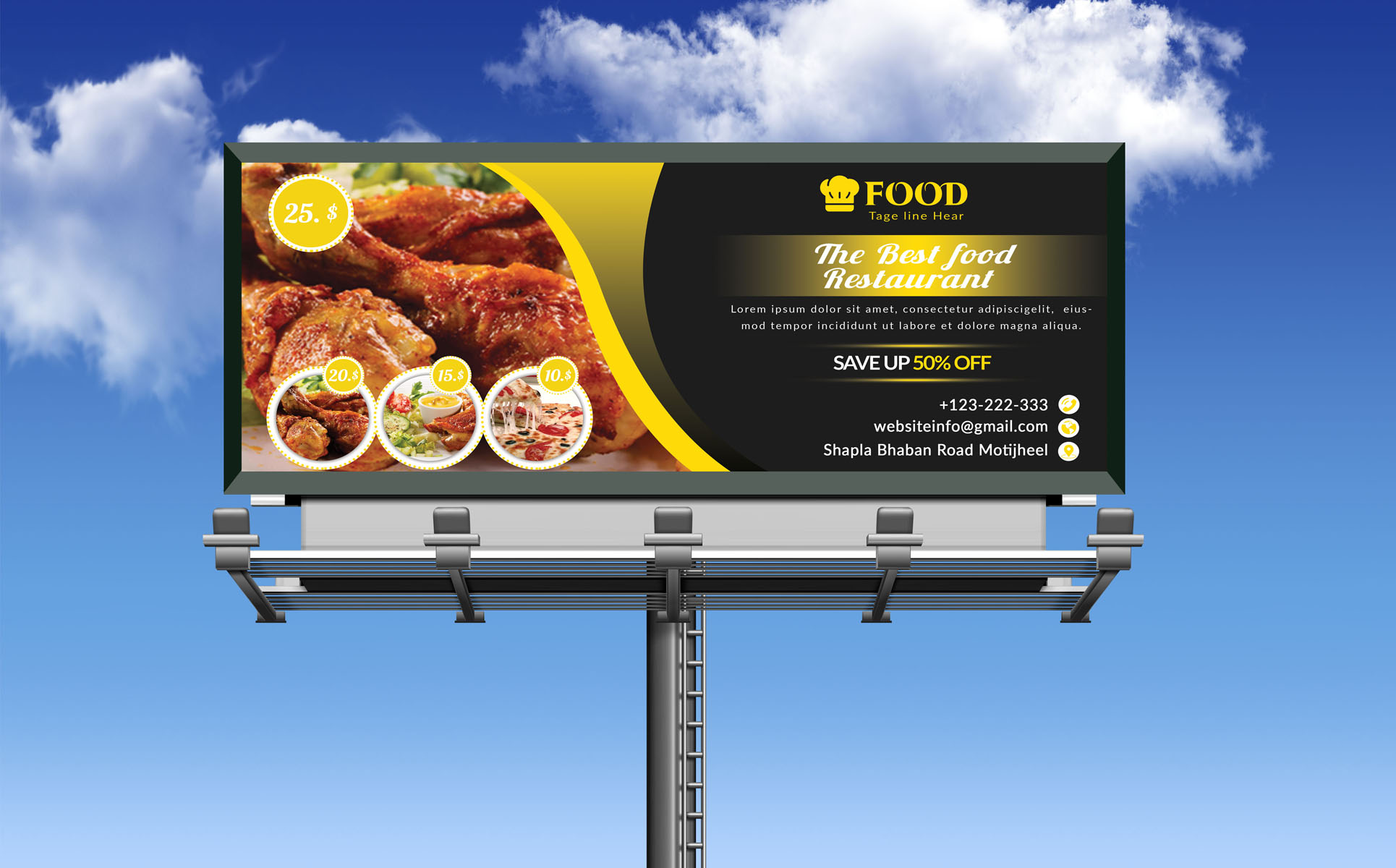 Download Фирменный стиль "Restaurant Billboard - Corporate Identity Template" / Restaurant Billboard - Corporate Identity Template - Фирменный стиль на тему графика bread,burger,cafe,calories,chicken,cow,delicious,fast,services,fitness,food,fruit,fruits,grafilker,grill,hamburger,home,light,organic,oven