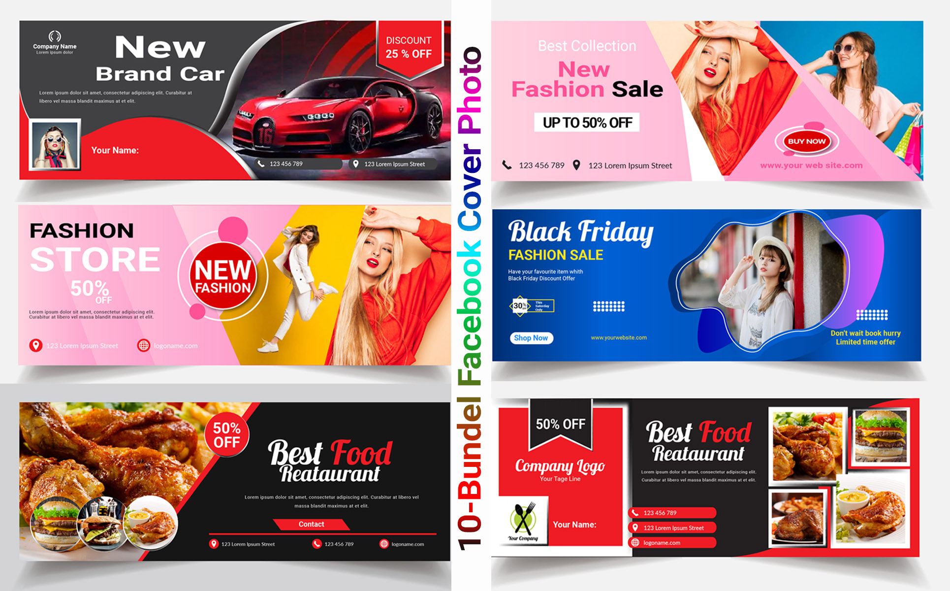 Download Шаблон для соцсетей "Facebook Cover Photo Bundle Social Media Template" / Facebook Cover Photo Bundle Social Media Template - Шаблон для соцсетей на тему графика agency,design,design agency,engineer,facebook cover,facebook profile,fashion,graphic designer,graphic designer timeline,layered,loswl,model timeline,multicolor,multicolored,music artist,photo
