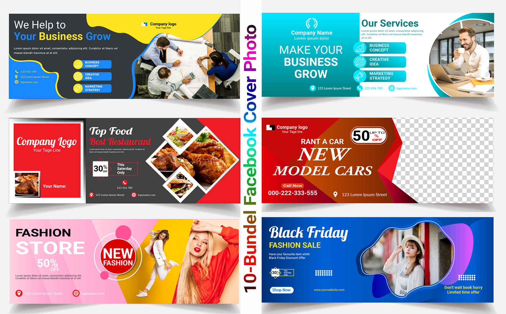 Download Шаблон для соцсетей "Facebook Cover Photo Bundle Social Media Template" / Facebook Cover Photo Bundle Social Media Template - Шаблон для соцсетей на тему графика agency,design,design agency,engineer,facebook cover,facebook profile,fashion,graphic designer,graphic designer timeline,layered,loswl,model timeline,multicolor,multicolored,music artist,photo