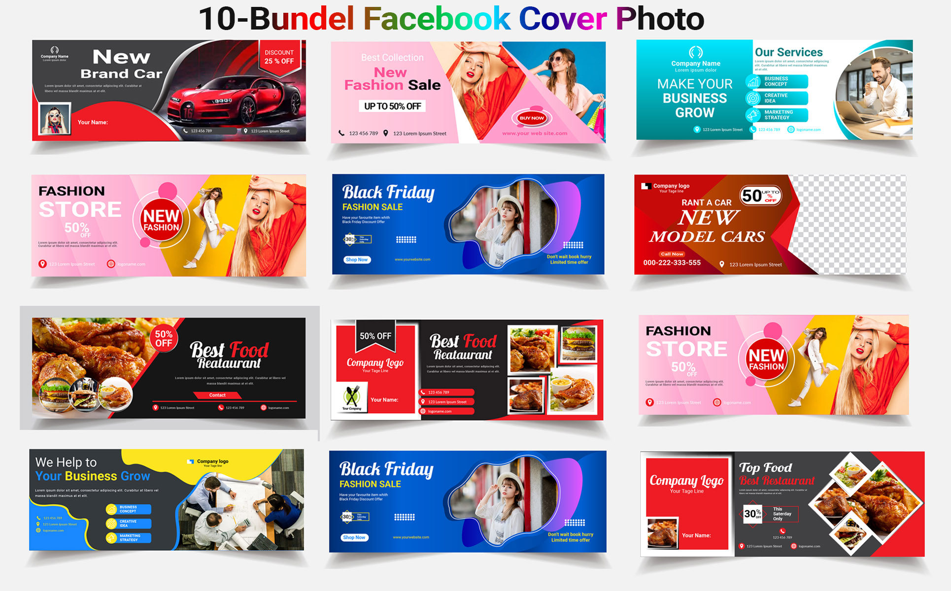 Download Шаблон для соцсетей "Facebook Cover Photo Bundle Social Media Template" / Facebook Cover Photo Bundle Social Media Template - Шаблон для соцсетей на тему графика agency,design,design agency,engineer,facebook cover,facebook profile,fashion,graphic designer,graphic designer timeline,layered,loswl,model timeline,multicolor,multicolored,music artist,photo