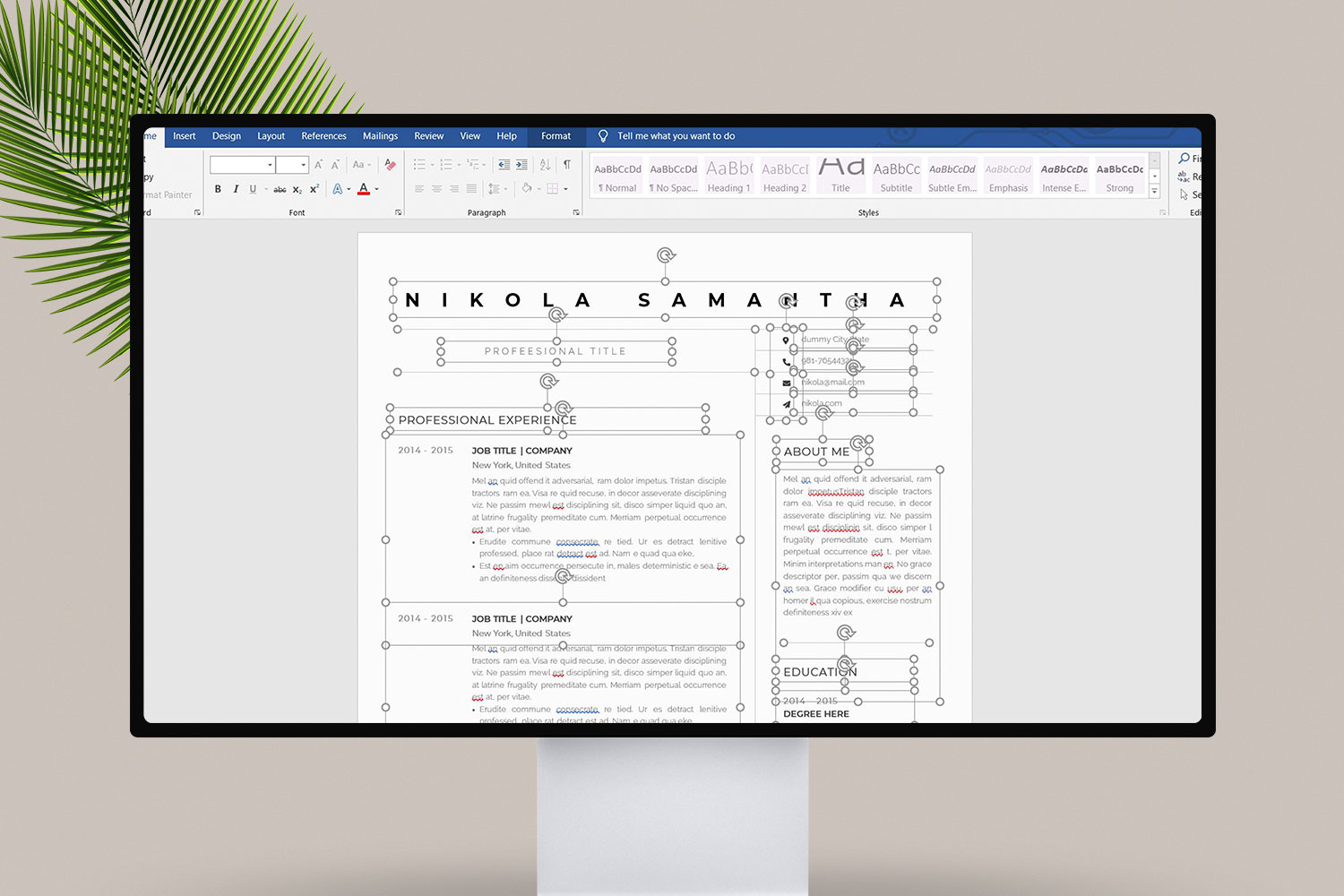 Download Резюме "NIkola Resume Template" / NIkola Resume Template - Резюме на тему графика 2 page resume,2020 resume,3 page resume,4 page cv,a4,black,black and white,business card,clean,clean resume,cv,docx,download resume,elegant,indesign resume,microsoft word,modern,photoshop res