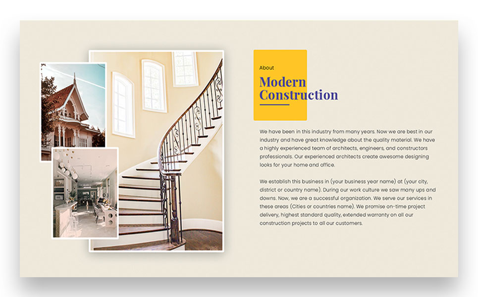 Download PSD шаблон "Modern Real Estate PSD Template" / Modern Real Estate PSD Template - PSD шаблон на тему графика singlepage,realestate,construction,landingpage