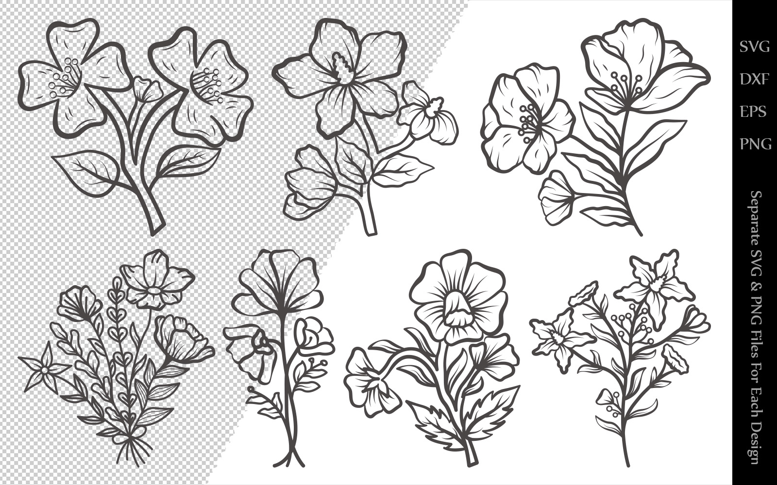 Download Иллюстрация "Wild Flower Outline Bundle Drawings - Illustration" / Wild Flower Outline Bundle Drawings - Illustration - Иллюстрация на тему графика wild,flower,floral,leaves,plant,design,svg,dxf,eps,png,clipart,cricut,cut,file,line,drawing,sketch,wreath,botanical,illustration