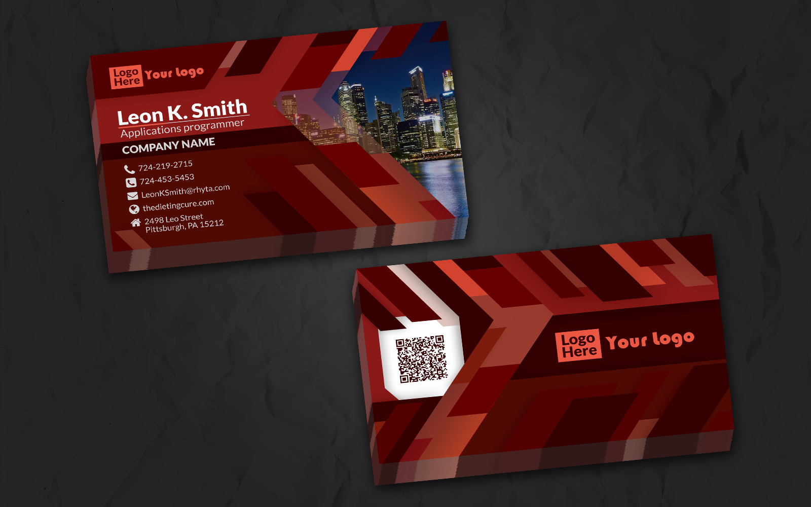 Download Фирменный стиль "Polyline Namecard - Corporate Identity Template" / Polyline Namecard - Corporate Identity Template - Фирменный стиль на тему графика line,purple,blue,red,parallelogram,namecard,print,paper,propaganda,arrow,double-sided,ai,eps