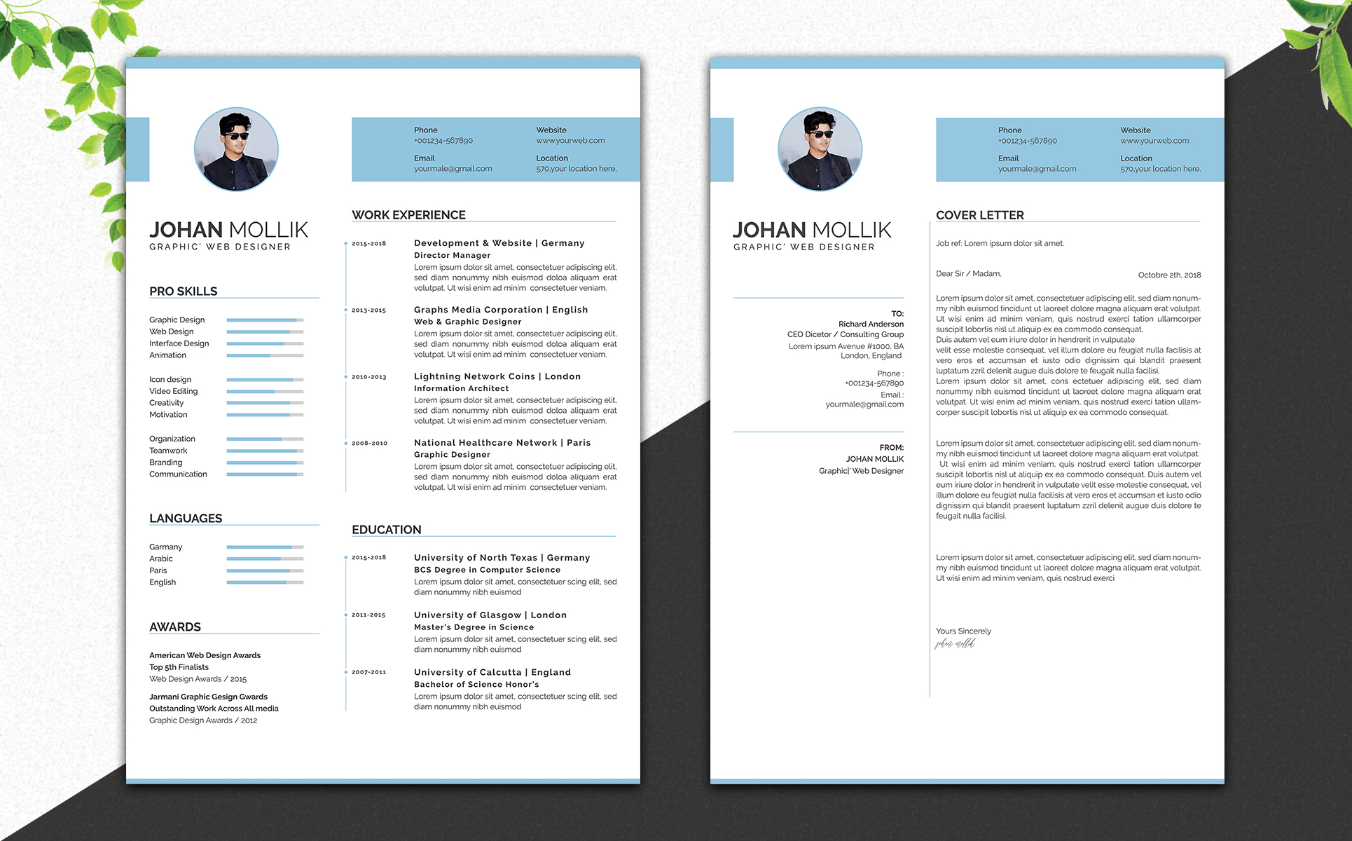 Download Резюме "Clean CV Resume Template" / Clean CV Resume Template - Резюме на тему графика professional,clean,minimal,modern,resume,template,cv,rsume,a4,letter,profational,creative,eaditable,word,indesign,cvdesign,jobecv,elegent,portfolio,printableundefined