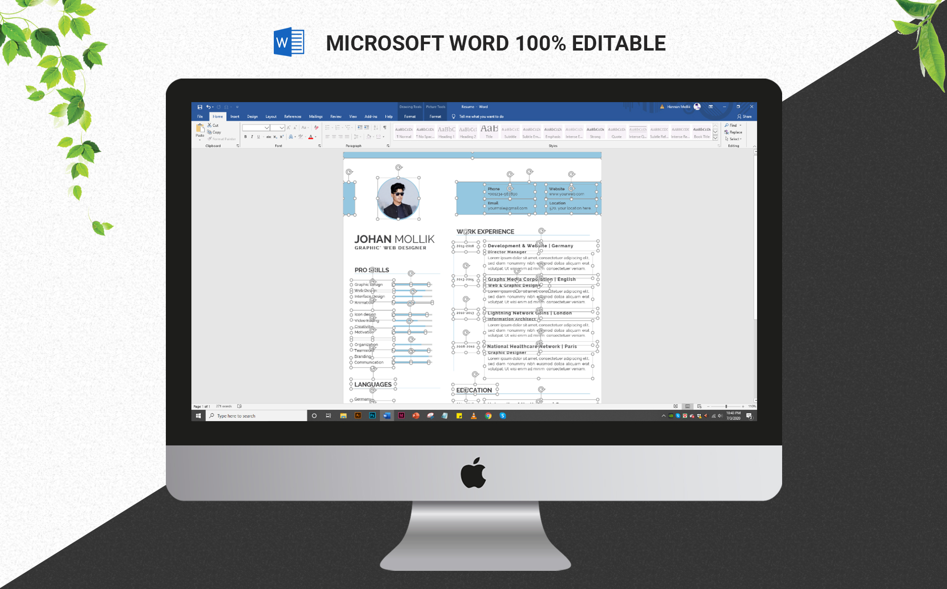 Download Резюме "Clean CV Resume Template" / Clean CV Resume Template - Резюме на тему графика professional,clean,minimal,modern,resume,template,cv,rsume,a4,letter,profational,creative,eaditable,word,indesign,cvdesign,jobecv,elegent,portfolio,printableundefined