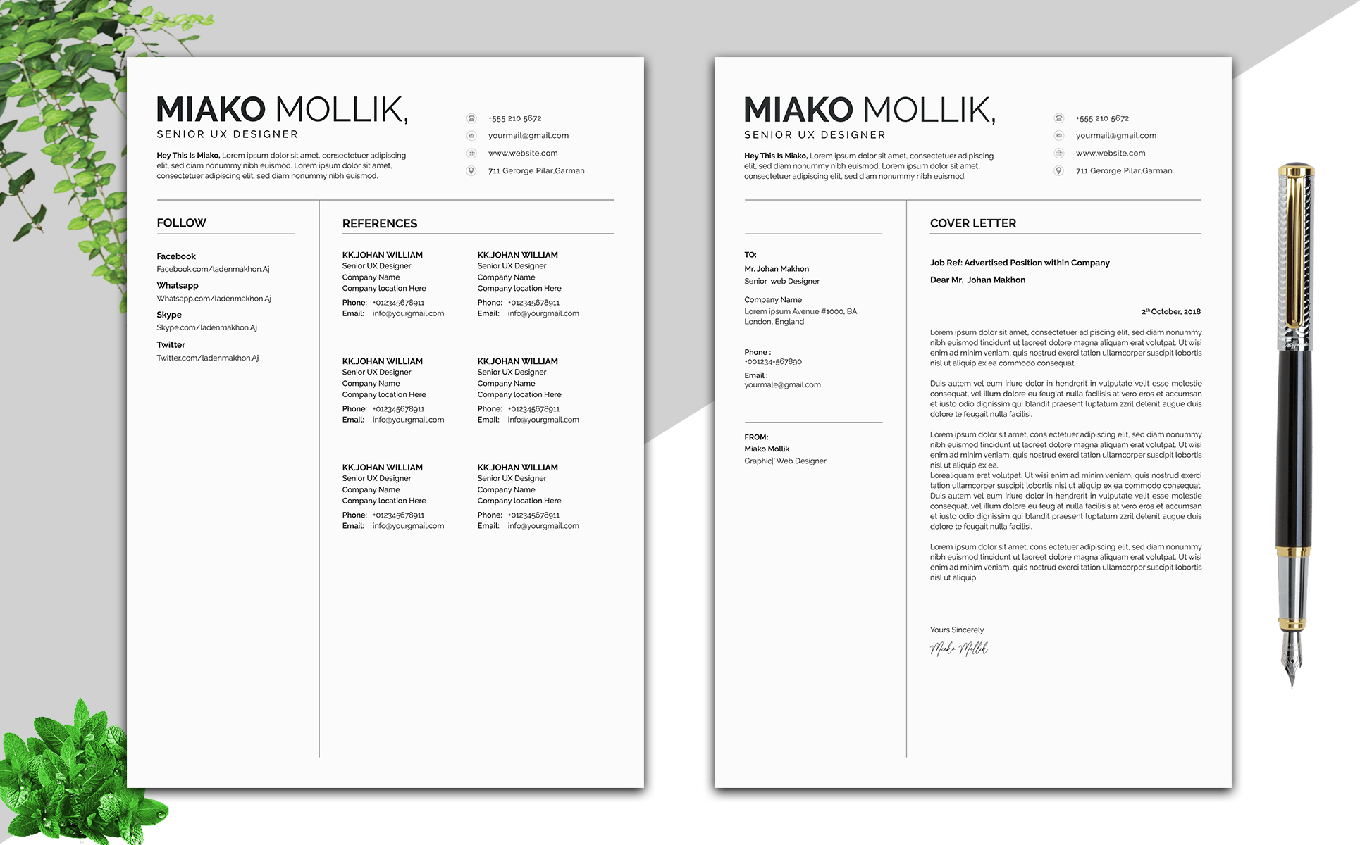 Download Резюме "Clean CV Resume Template" / Clean CV Resume Template - Резюме на тему графика professional,clean,resume,template,fully,layered,modern,minimal,profational,creative,eaditable,word,indesign,cvdesign,jobecv,elegent,portfolioundefined,printable