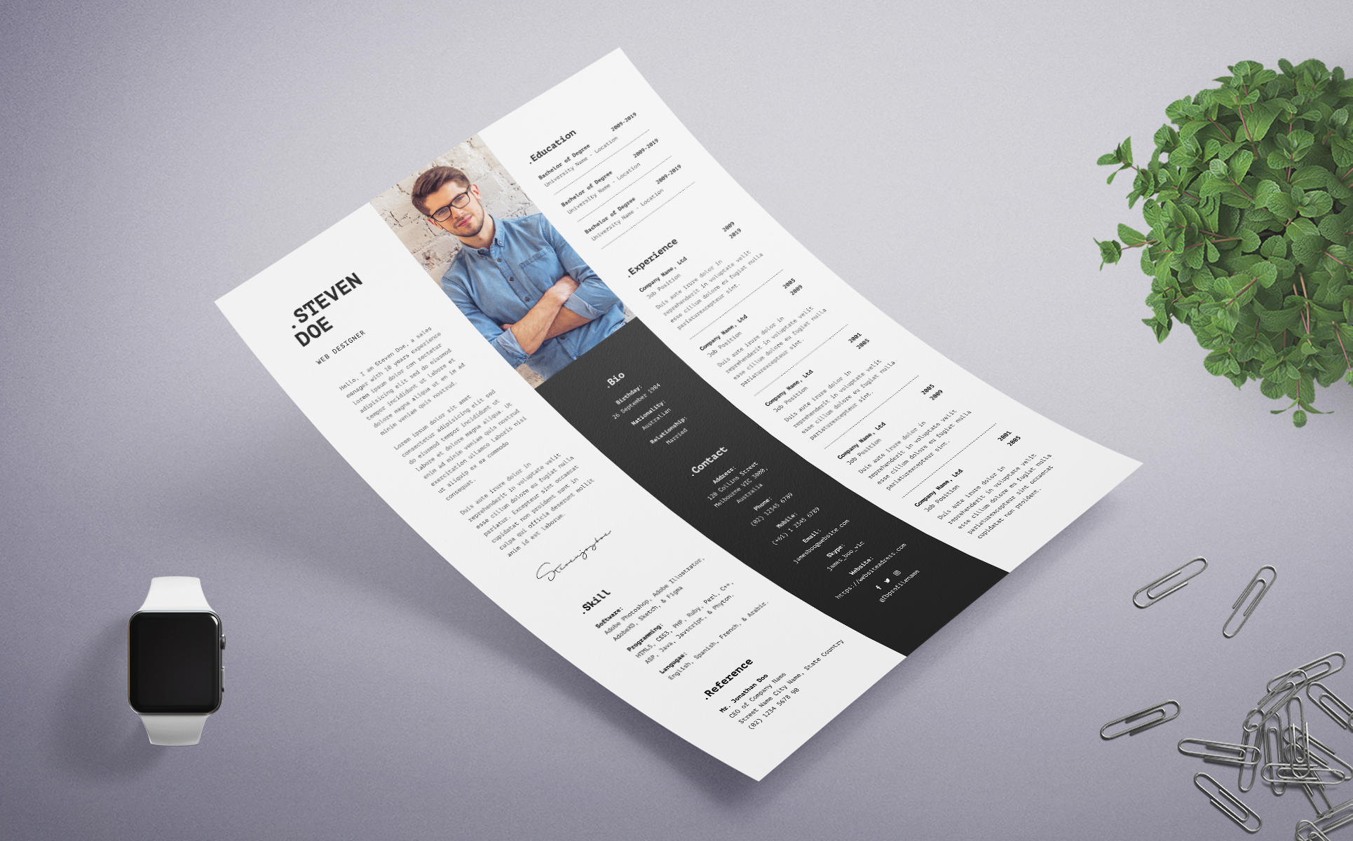Download Резюме "Professional and Clean Web Developer Resume Template" / Professional and Clean Web Developer Resume Template - Резюме на тему графика professional,resume,cv,clean,business,corporate,documents,paper,curriculum,vitae,job,works,fresh,graduate,web,developer,designer,coder,freelancer