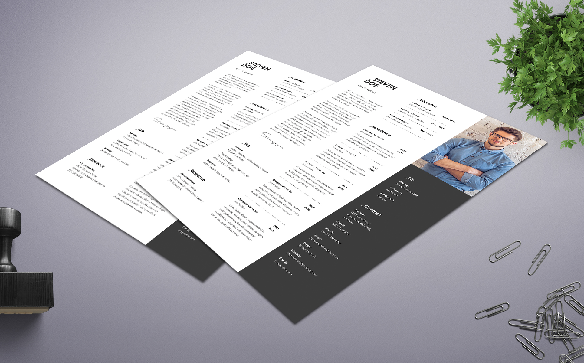 Download Резюме "Professional and Clean Web Developer Resume Template" / Professional and Clean Web Developer Resume Template - Резюме на тему графика professional,resume,cv,clean,business,corporate,documents,paper,curriculum,vitae,job,works,fresh,graduate,web,developer,designer,coder,freelancer