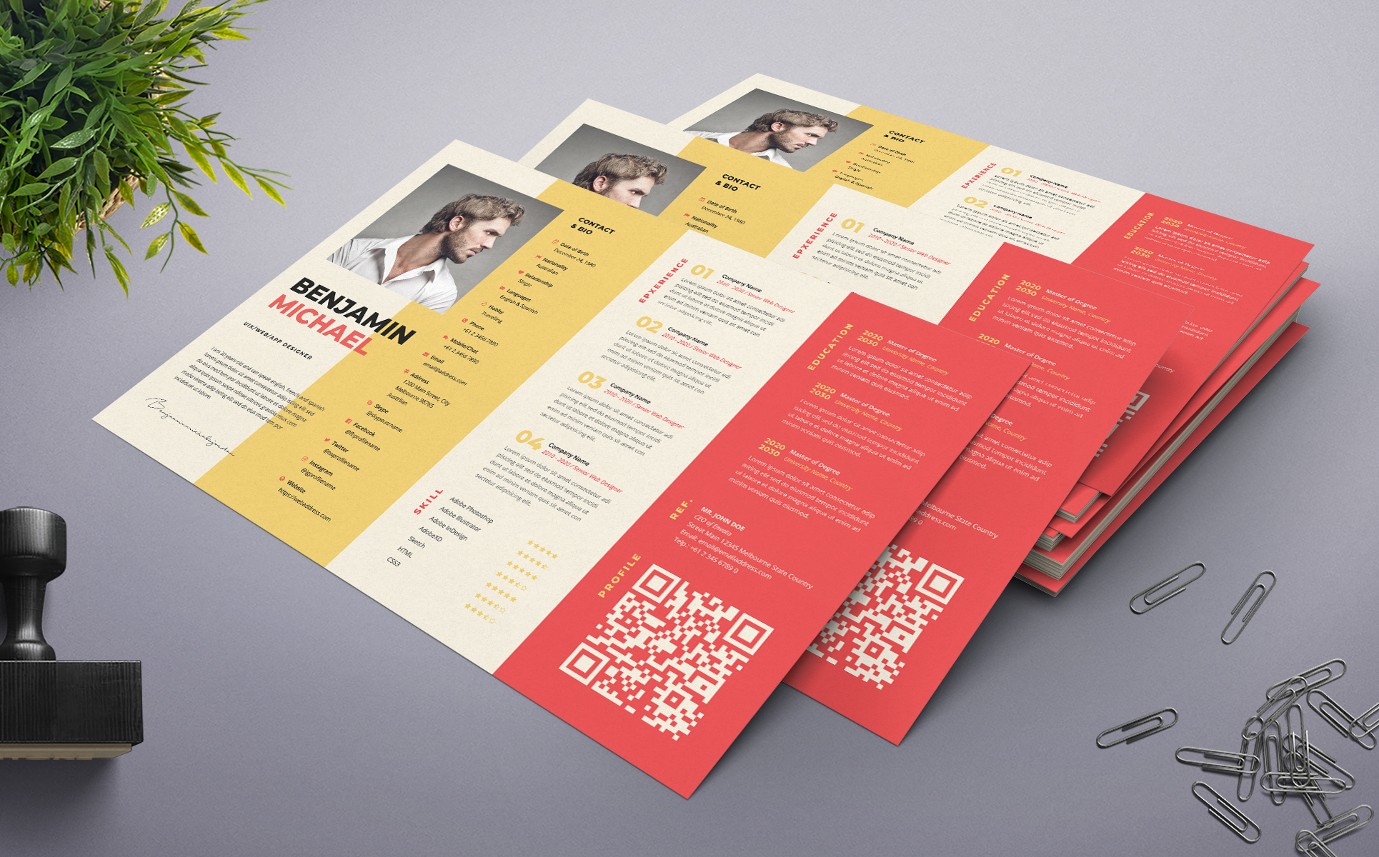 Download Резюме "Benjamin Micael | Professional and Clean Resume Template" / Benjamin Micael | Professional and Clean Resume Template - Резюме на тему графика professional,resume,cv,clean,business,corporate,documents,paper,curriculum,vitae,job,works,fresh,graduate