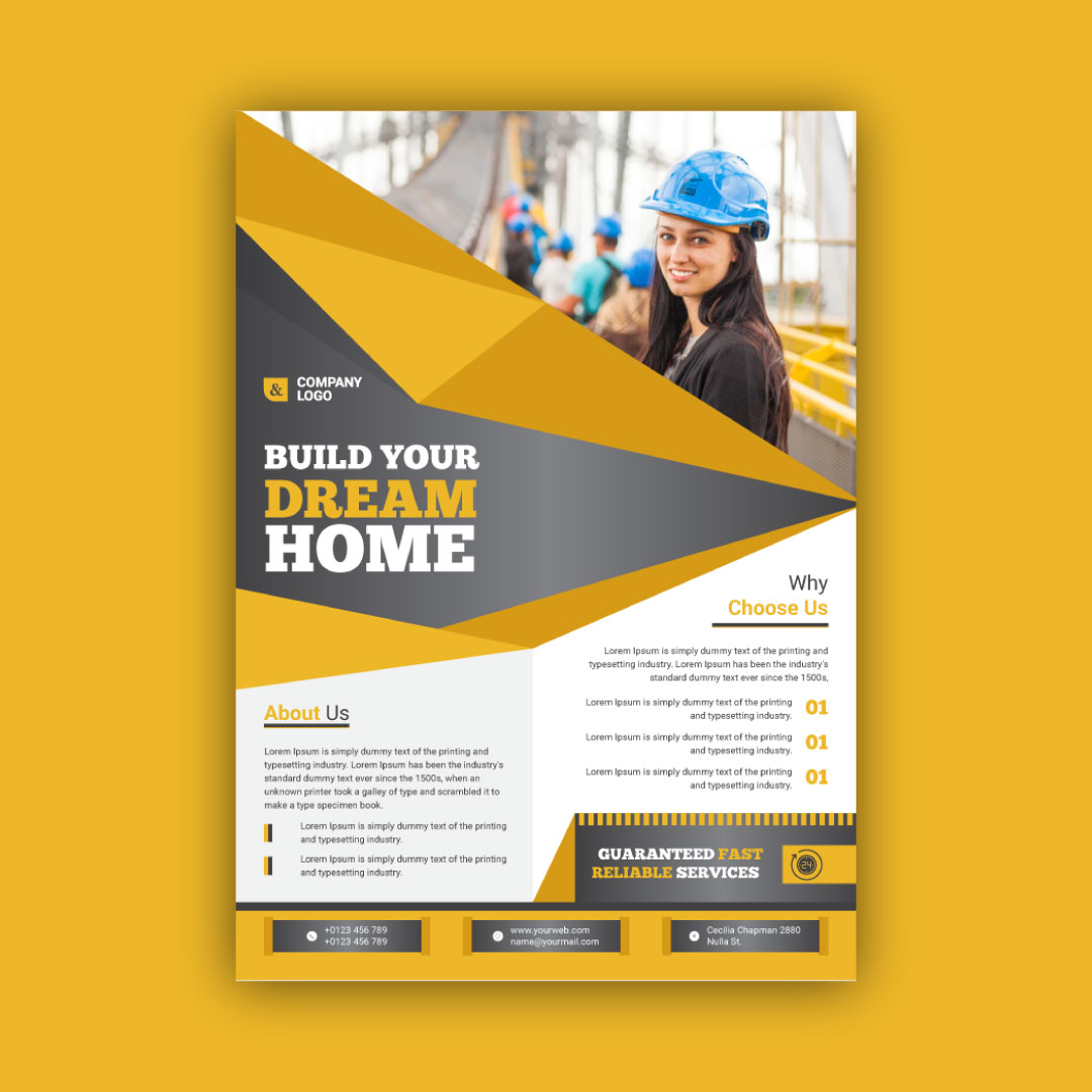 Download Фирменный стиль "Construction Flyer Design - Corporate Identity Template" / Construction Flyer Design - Corporate Identity Template - Фирменный стиль на тему графика advertisement,flyer,design,consternation,company,corporate,business,homesell,sell,home,heavy