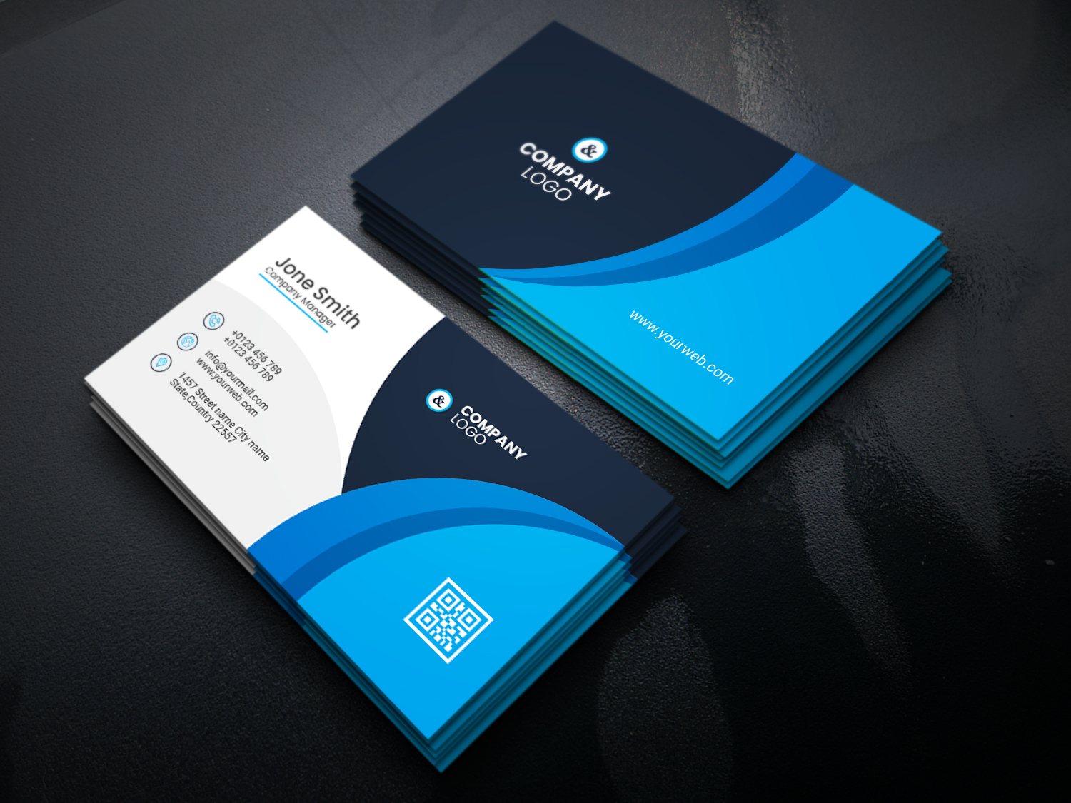 Download Фирменный стиль "Business Card - Corporate Identity Template" / Business Card - Corporate Identity Template - Фирменный стиль на тему графика business,card,design,corporate,company,id,profile,name,blue,cards,modern,real,estate