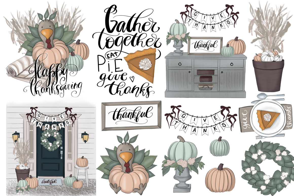 Download Иллюстрация "Gather Together Graphic Design Kit - Illustration" / Gather Together Graphic Design Kit - Illustration - Иллюстрация на тему графика give,thanks,thanksgiving,fall,autumn,pumpkins,girls,wreath,paper,pattern,blog,scrapbook,lettering,planner,illustration,texture,design,fashion,invitation,clipart