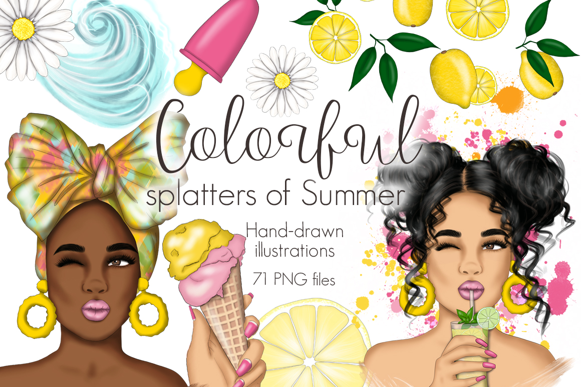 Download Иллюстрация "Colorful Splatters Of Summer Clipart & Patterns - Illustration" / Colorful Splatters Of Summer Clipart & Patterns - Illustration - Иллюстрация на тему графика summer,love,girls,pattern,beach,wave,colorful,illustration,texture,lettering,splash,ice,cream,spring,yellow,paint,surface,fashion,blogger,milticolor