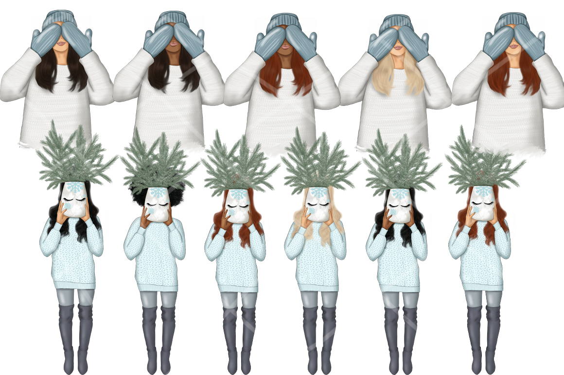 Download Иллюстрация "Cuddle Weather Clipart & Patterns - Illustration" / Cuddle Weather Clipart & Patterns - Illustration - Иллюстрация на тему графика digital,papers,winter,graphics,fashion,girl,planner,new,year,stickers,lettering,seamless,pattern,clipart,holiday,illustration,christmas,background,merry,design