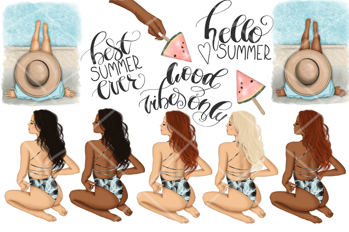Download Иллюстрация "Best Summer Ever Clipart & Patterns - Illustration" / Best Summer Ever Clipart & Patterns - Illustration - Иллюстрация на тему графика summer,beach,clipart,pattern,planner,fashion,girls,set,boss,blog,scrapbook,african,american,paper,lettering,illustration,texture,watermelon,good,hello