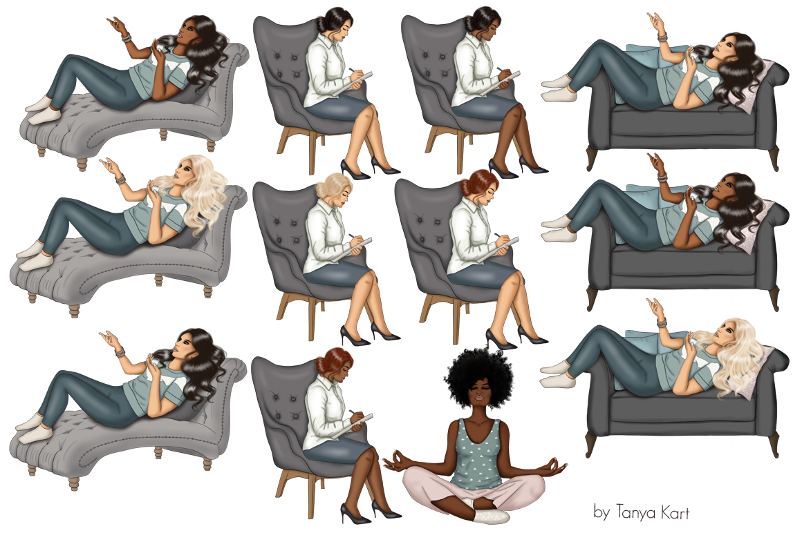 Download Иллюстрация "Mental Self Care Clipart &amp; Pattern - Illustration" / Mental Self Care Clipart &amp; Pattern - Illustration - Иллюстрация на тему графика mindfulness clipart,planner illustration,yoga clipart,motivation design,psychological	therapy,mental self care,digital paper pack,afro girl,planner papers,surface patterns,design papers,digit