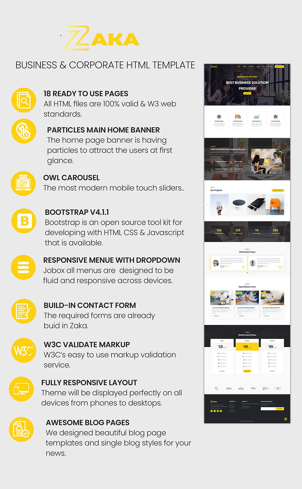 бизнес и корпоративный шаблон сайта html5