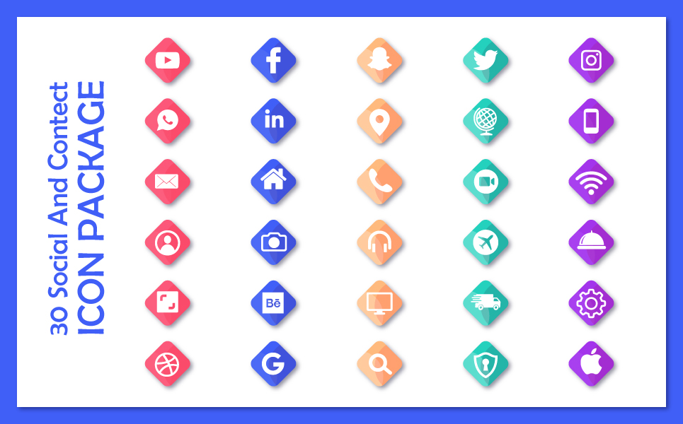 Download Набор иконок "30 Gradient Social Media and Contact Icon Set" / 30 Gradient Social Media and Contact Icon Set - Набор иконок на тему social media symbol,social,flat,design,vector,camera,key,set,gradient,search,mobile,photo,avatar,application,icon,gradient icon,social icon,media icon,modern icon