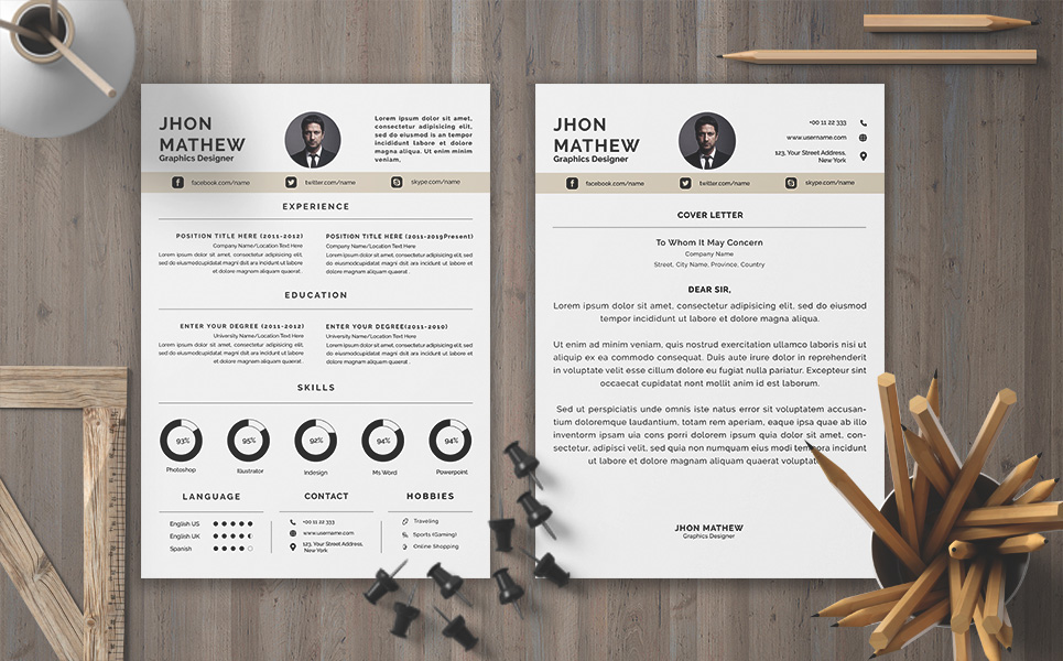 Download Резюме "Modern Professional Curriculum Resume Template" / Modern Professional Curriculum Resume Template - Резюме на тему графика a4,clean,cv,design,elegant,elegant resume,female,feminine,infographic,letter,minimalist,modern,modern resume,portfolio,professional,resume,resume clean,resume cv,resume design,2 page