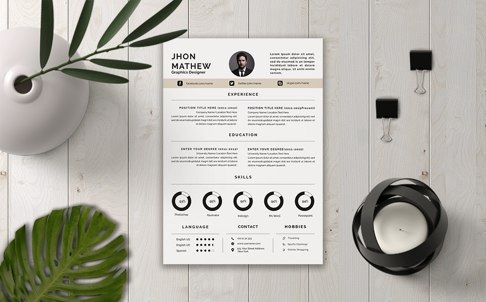 Download Резюме "Modern Professional Curriculum Resume Template" / Modern Professional Curriculum Resume Template - Резюме на тему графика a4,clean,cv,design,elegant,elegant resume,female,feminine,infographic,letter,minimalist,modern,modern resume,portfolio,professional,resume,resume clean,resume cv,resume design,2 page