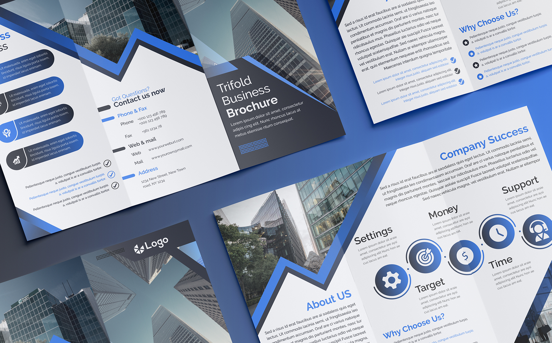 Download Фирменный стиль "Blue trifold brochure design - Corporate Identity Template" / Blue trifold brochure design - Corporate Identity Template - Фирменный стиль на тему графика a4,abstract,ad,background,banner,blank,book,booklet,brochure,business,catalog,company,concept,corporate,cover,creative,decoration,design,flat,flyer