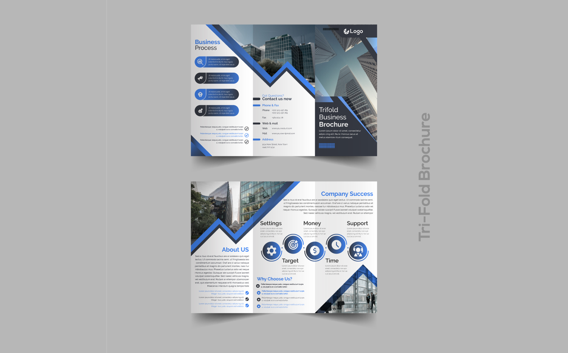 Download Фирменный стиль "Blue trifold brochure design - Corporate Identity Template" / Blue trifold brochure design - Corporate Identity Template - Фирменный стиль на тему графика a4,abstract,ad,background,banner,blank,book,booklet,brochure,business,catalog,company,concept,corporate,cover,creative,decoration,design,flat,flyer