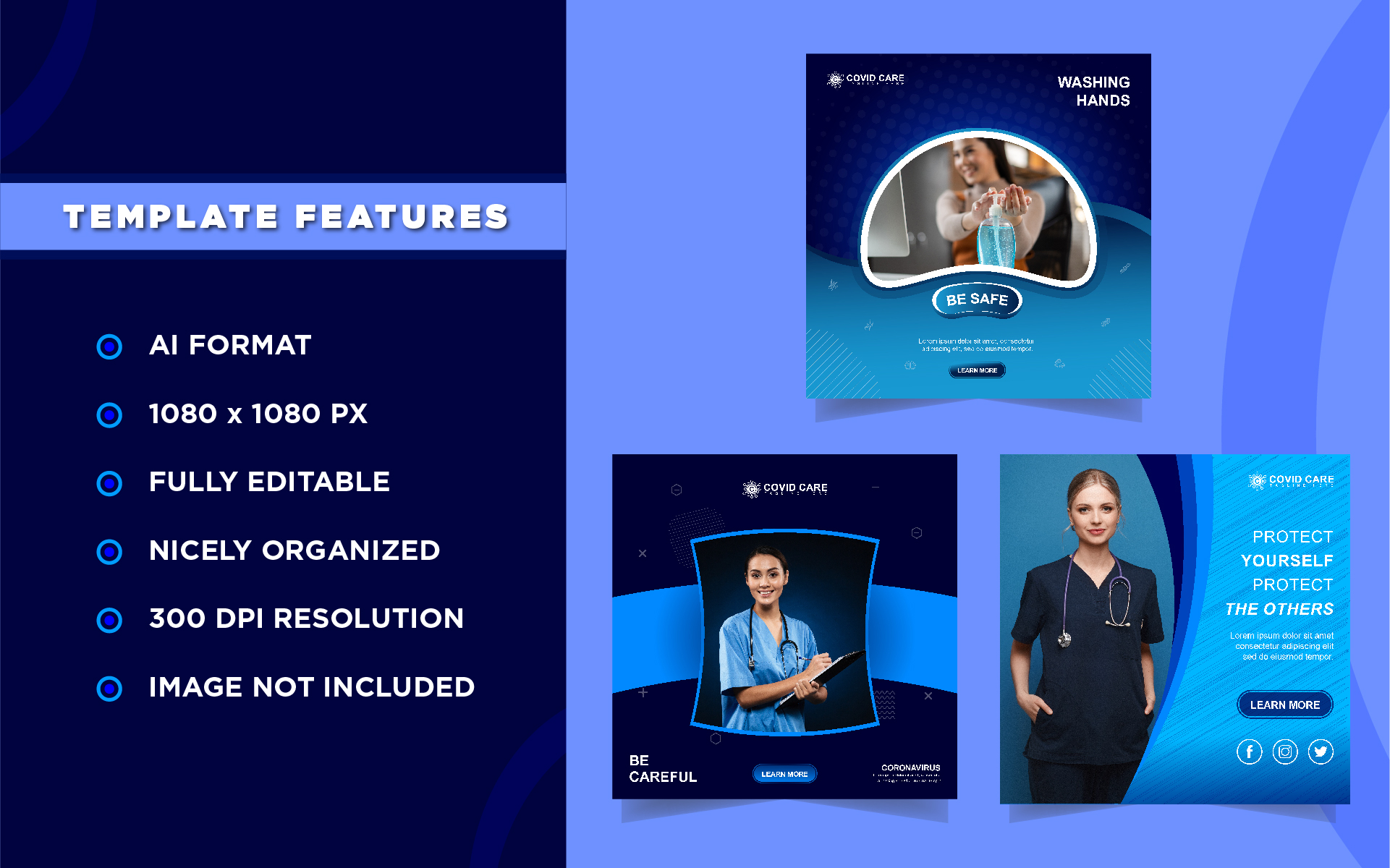 Download Шаблон для соцсетей "Coronavirus Awarness Instagram Banner Templates for Social Media" / Coronavirus Awarness Instagram Banner Templates for Social Media - Шаблон для соцсетей на тему графика banner,medical,home,health,social,medicine,healthy,media,ad,calm,careful,stay,home,healthy,safe,covid,coronavirus,media,ad,templates