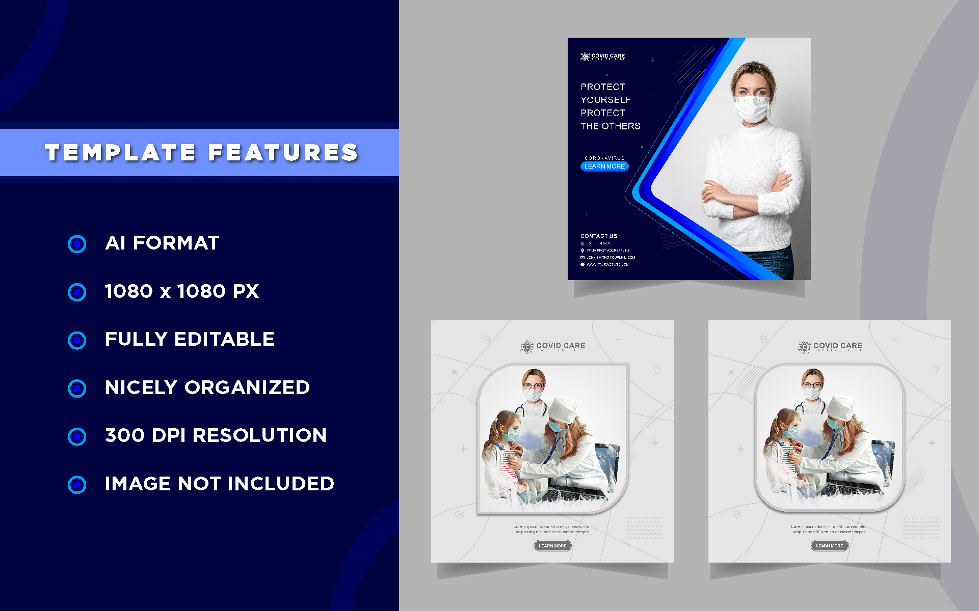 Download Шаблон для соцсетей "Coronavirus Awarness Banner Templates for Social Media" / Coronavirus Awarness Banner Templates for Social Media - Шаблон для соцсетей на тему графика banner,medical,home,health,social,medicine,healthy,media,safe,calm,careful,stay,home,healthy,covid,coronavirus,media,ad,templates,prevention