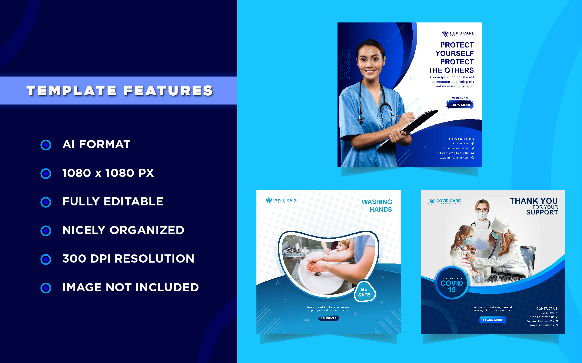 Download Шаблон для соцсетей "Coronavirus Awarness Banner Templates for Social Media" / Coronavirus Awarness Banner Templates for Social Media - Шаблон для соцсетей на тему графика banner,medical,home,health,social,medicine,healthy,media,safe,calm,careful,stay,home,healthy,covid,coronavirus,media,ad,templates,prevention